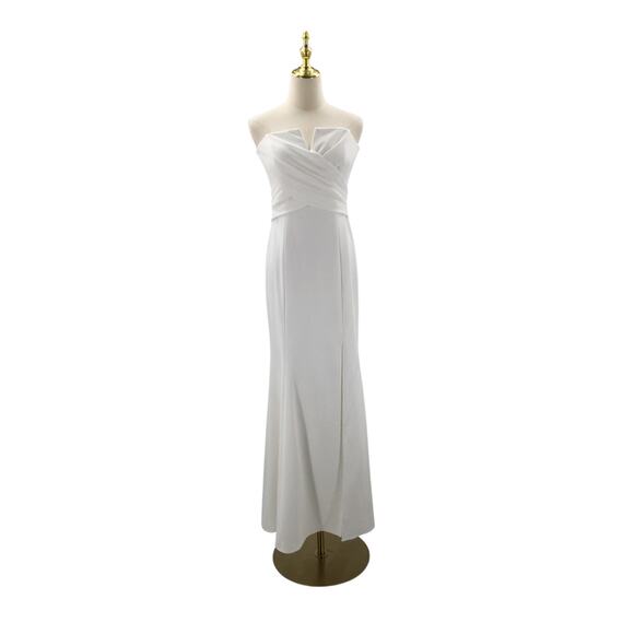 XSCAPE SZ 8 M White Women’s Notch-Neck Strapless Gown Dress B146 - Picture 1 of 10